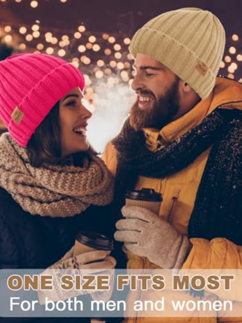 Warm Double-Layered Knit Beanie Hat with Soft Lining - Picture 7 of 7
